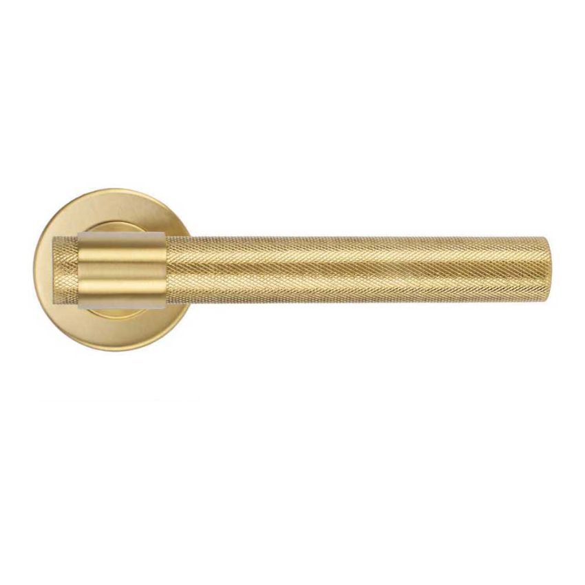 Picture of Knurled Lever on Round Rose In PVD Satin Brass- ZCS2190G3PVDSB