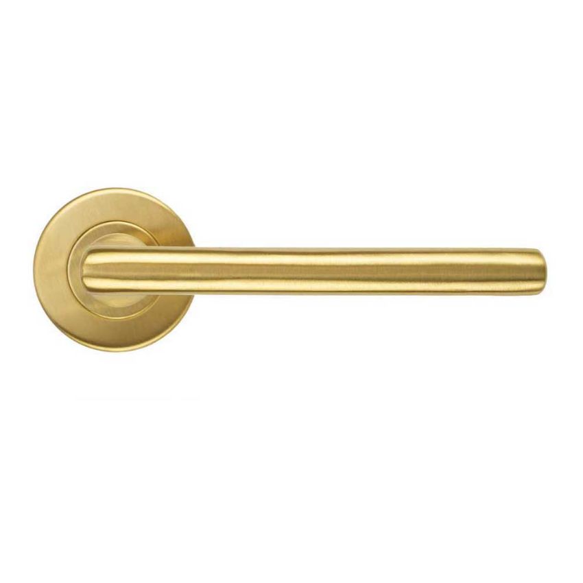 Picture of Modern Lever on Round Rose In PVD Satin Brass- ZCS2180G3PVDSB