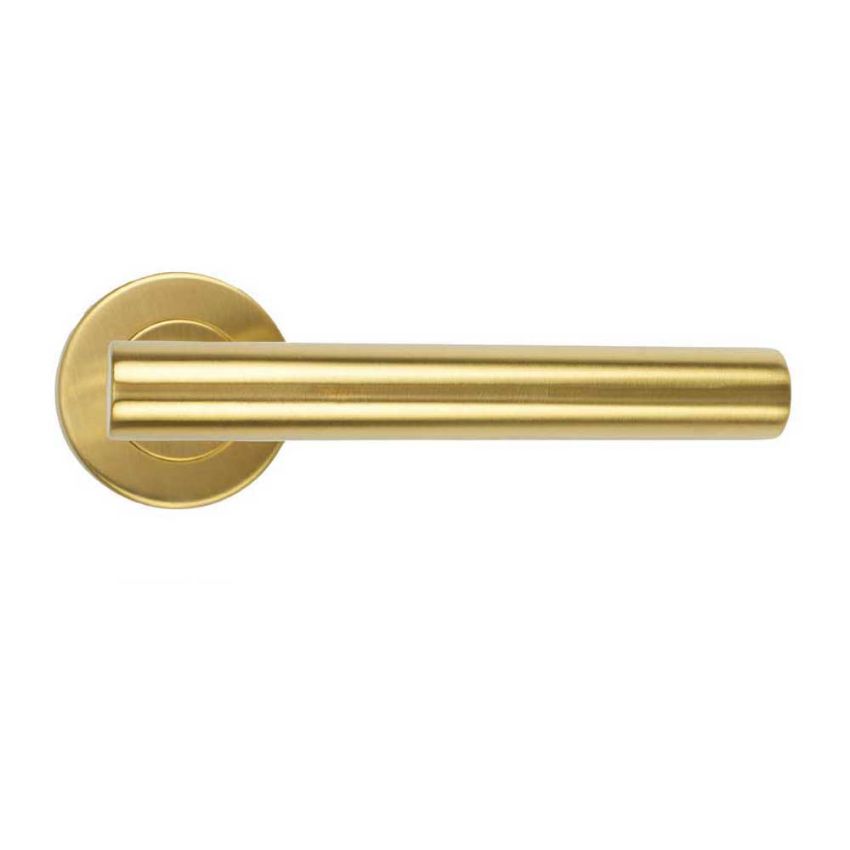 Picture of Straight T-Bar Lever on Round Rose In PVD Satin Brass- ZCS2130G3PVDSB