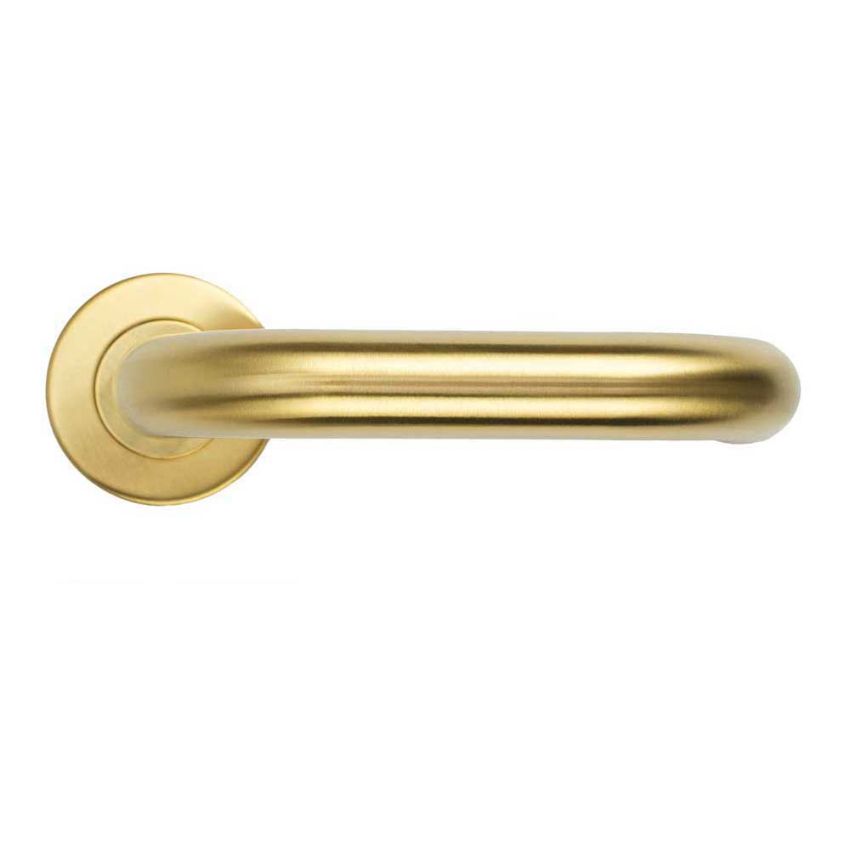 Picture of Tubular Return to Door Lever on Round Rose In PVD Satin Brass- ZCS2080G3PVDSB