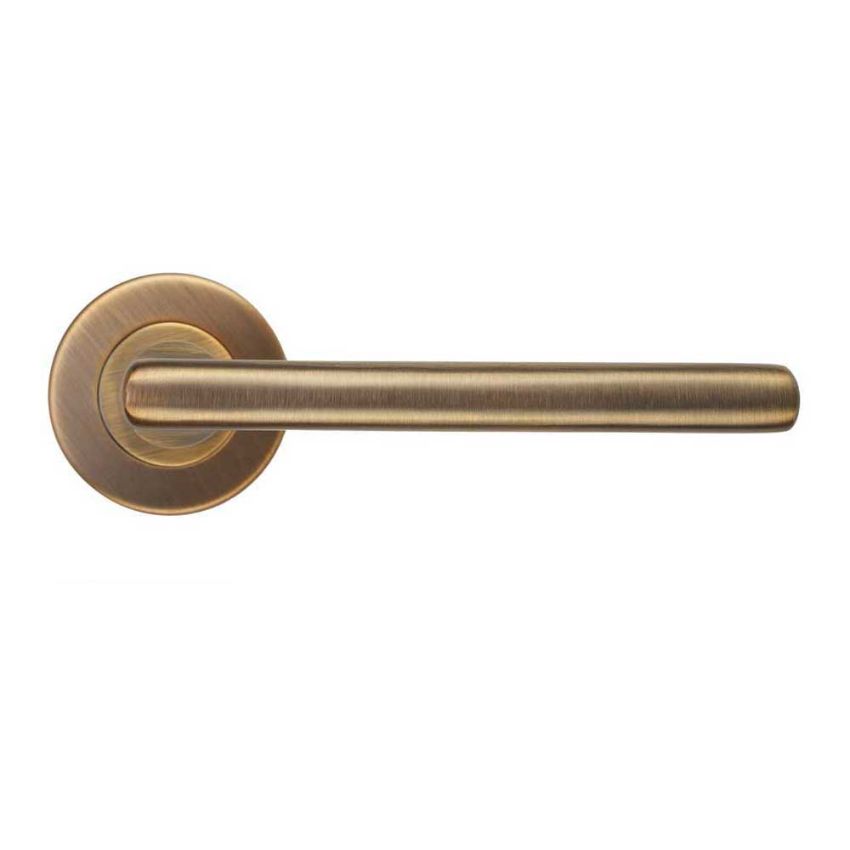 Picture of Modern Lever on Round Rose In Antique Brass - ZCS2180G3AB