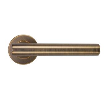 Picture of Straight T-Bar Lever on Round Rose In Antique Brass - ZCS2130G3AB