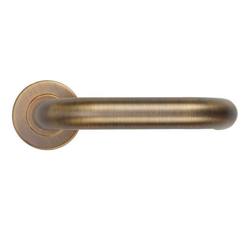 Picture of Tubular Return to Door Lever on Round Rose In Antique Brass - ZCS2080G3AB