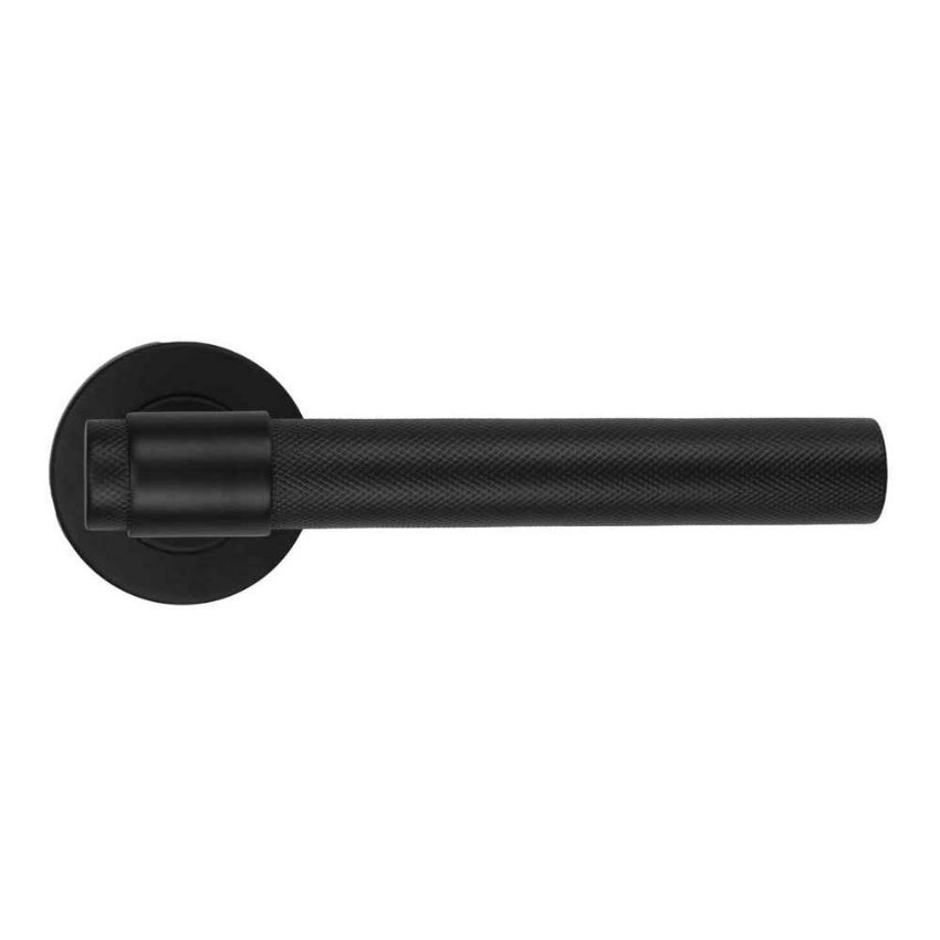 Picture of Knurled Lever on Round Rose In Powder Coat Black- ZCS2190G3PCB