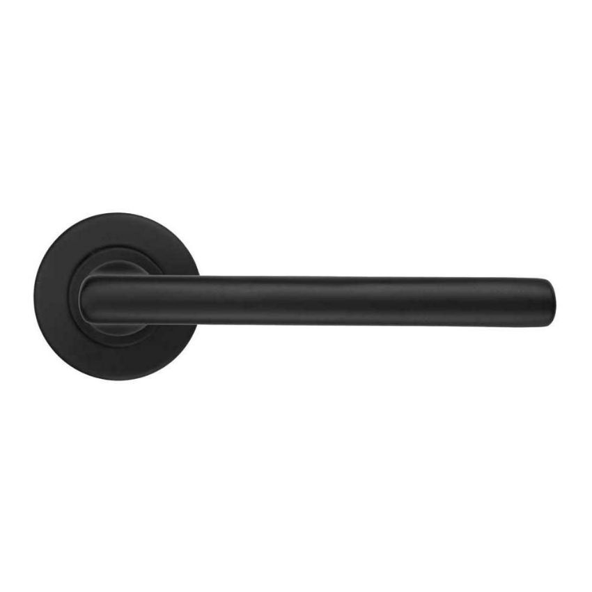Picture of Modern Lever on Round Rose In Powder Coat Black- ZCS2180G3PCB