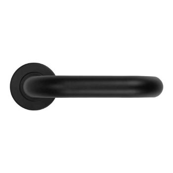Picture of Tubular Return to Door Lever on Round Rose In Powder Coat Black- ZCS2080G3PCB
