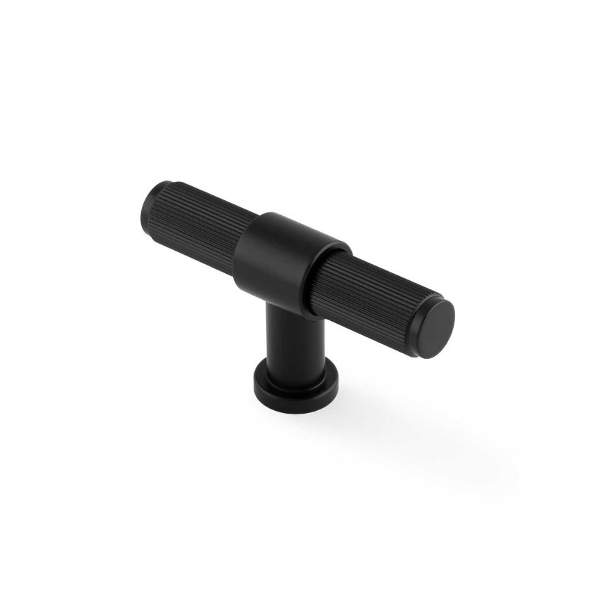Picture of Kingston Reeded T-Bar Cupboard Knob In Black- AW838R-80-BL