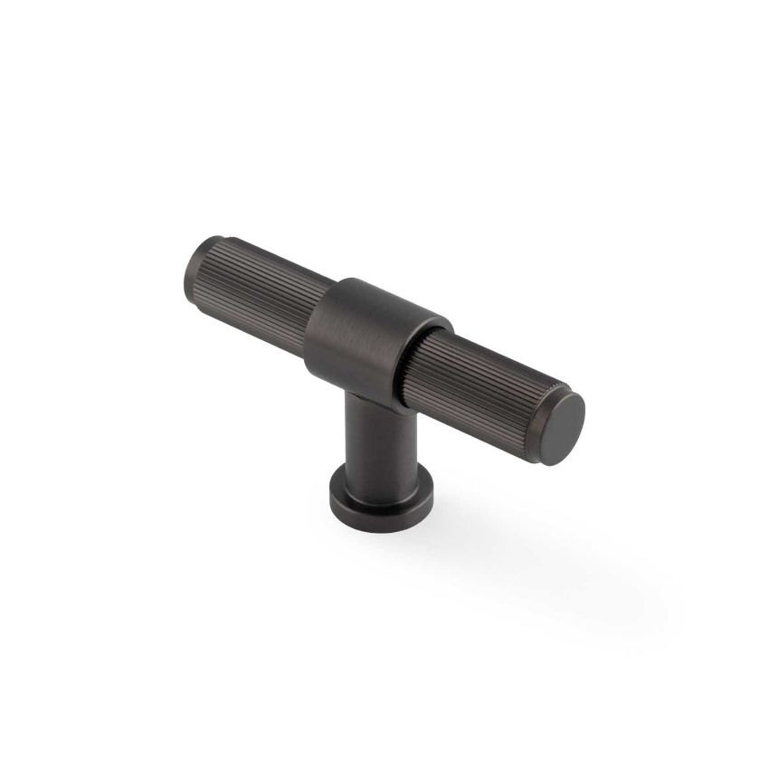 Picture of Kingston Reeded T-Bar Cupboard Knob In Dark Bronze PVD- AW838R-80-DBZPVD