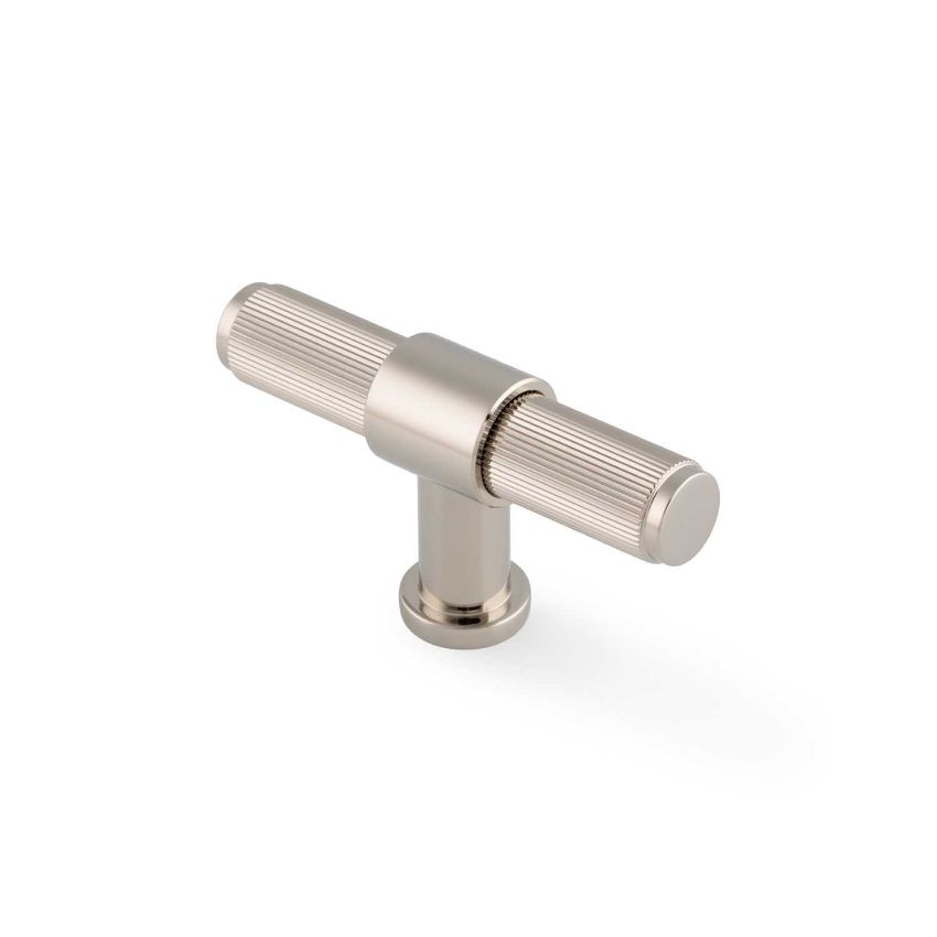Picture of Kingston Reeded T-Bar Cupboard Knob In Polished Nickel PVD- AW838R-80-PNPVD
