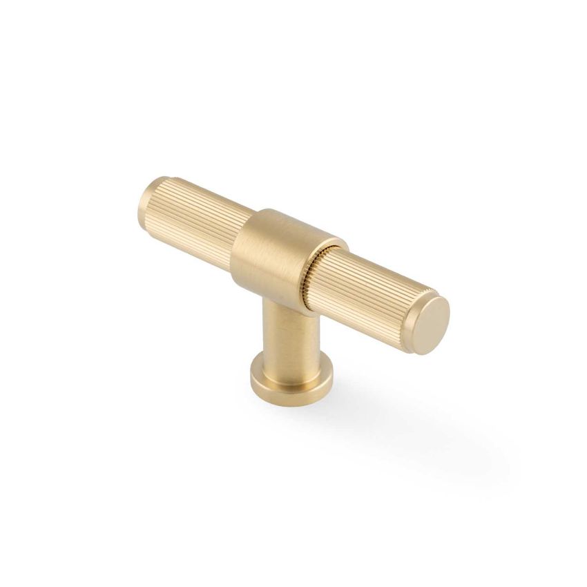 Picture of Kingston Reeded T-Bar Cupboard Knob In Satin Brass PVD- AW838R-80-SBPVD