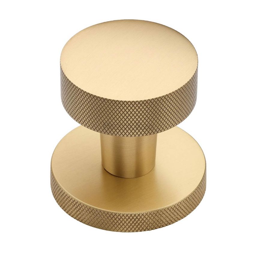 Knightsbridge Knurled Knob On A Knurled Concealed Rose In Satin Brass - HLS8805-SB