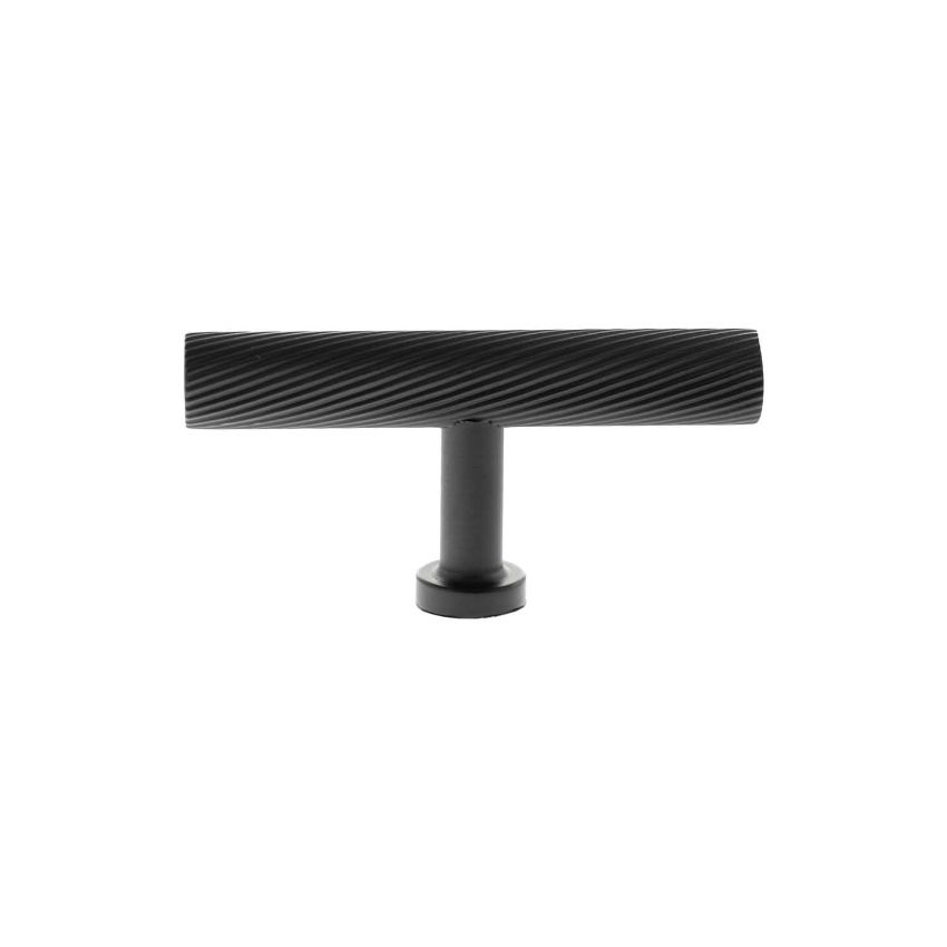 Picture of Millhouse Brass Paddington Spiral T-Bar Cabinet Knob Handle In Matt Black- MHCS1675MB