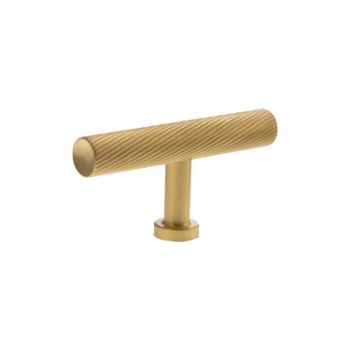 Picture of Millhouse Brass Paddington Spiral T-Bar Cabinet Knob Handle In Satin Brass-  MHCS1675SB