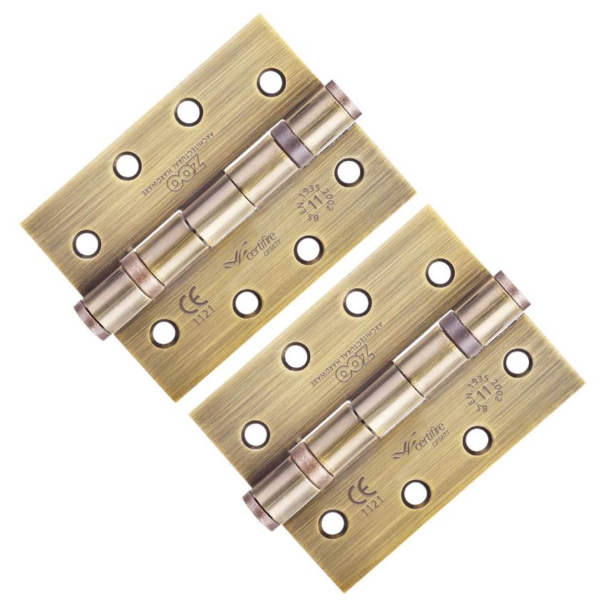 Picture of 4" (102mm) Grade 11 Antique Brass Ball Bearing Hinges - ZHS43AB