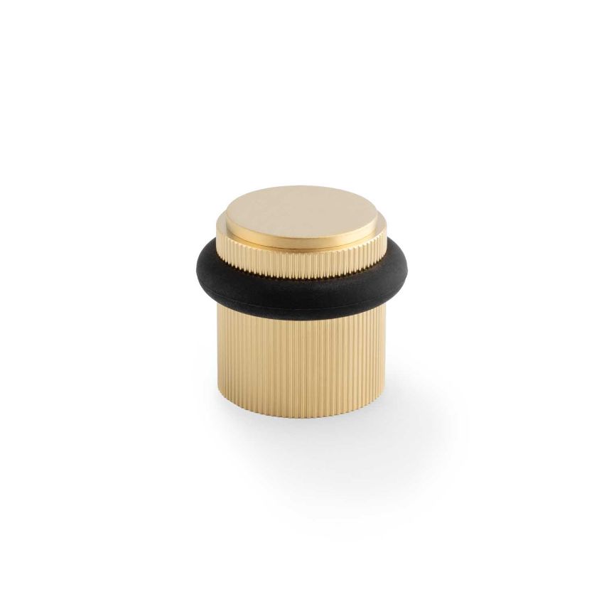 Picture of Brunel Reeded Floor Mounted Doorstop In Satin Brass PVD- AW639RSBPVD