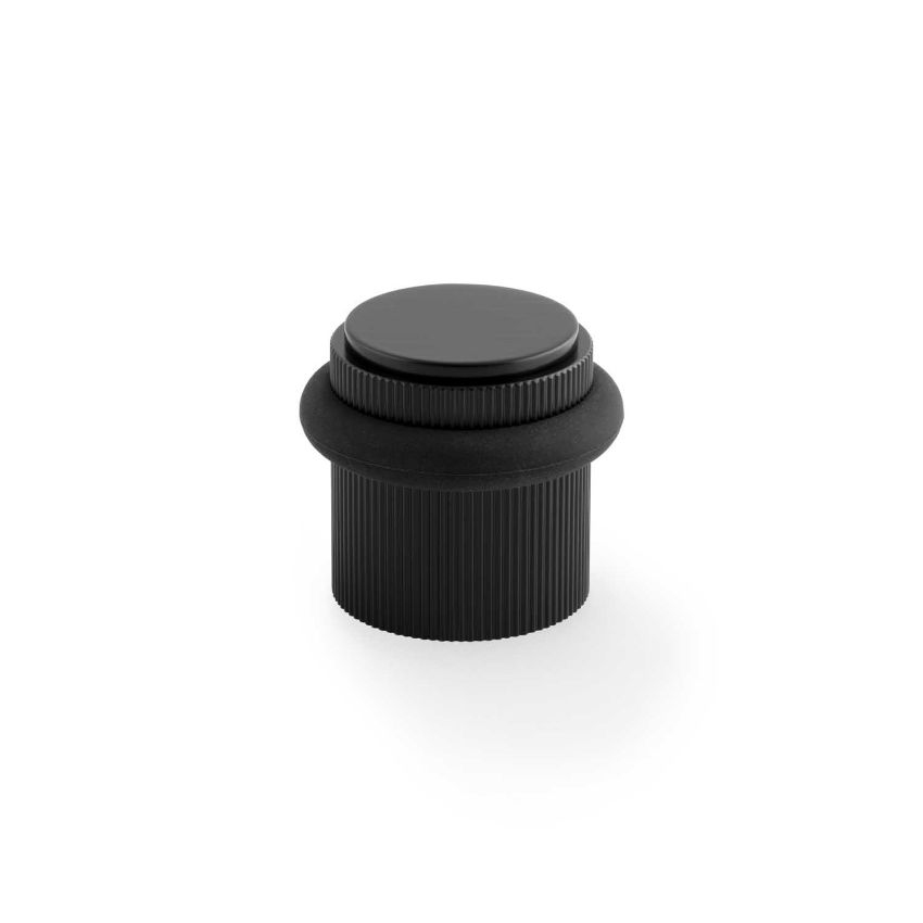 Picture of Brunel Reeded Floor Mounted Doorstop In Black- AW639RBL