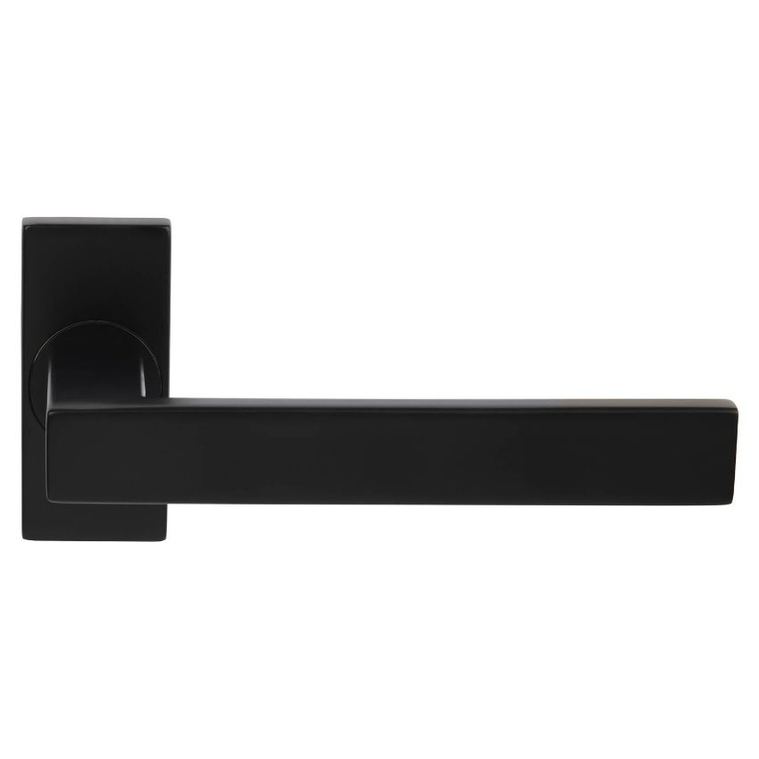 Picture of Rectangular lever on a rectangular rose in powder coated black - DHSORMB