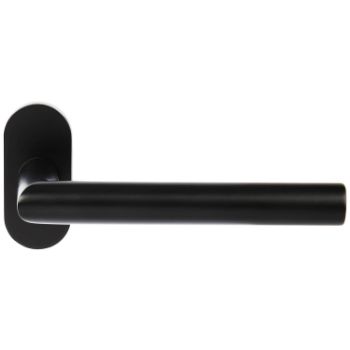 Picture of Mitred lever on an oval rose in powder coated black - DHMORMB