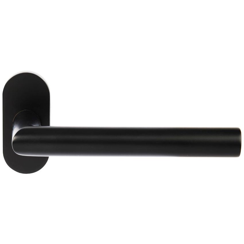 Picture of Mitred lever on an oval rose in powder coated black - DHMORMB