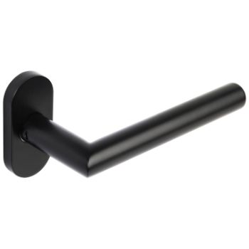 Picture of Mitred lever on an oval rose in powder coated black - DHMORMB