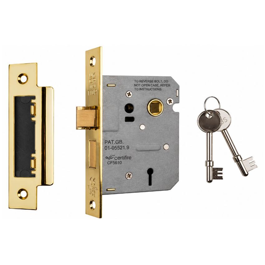 Picture of Eurospec 3 lever contract sash lock in brass plated finish - LSE5325EB