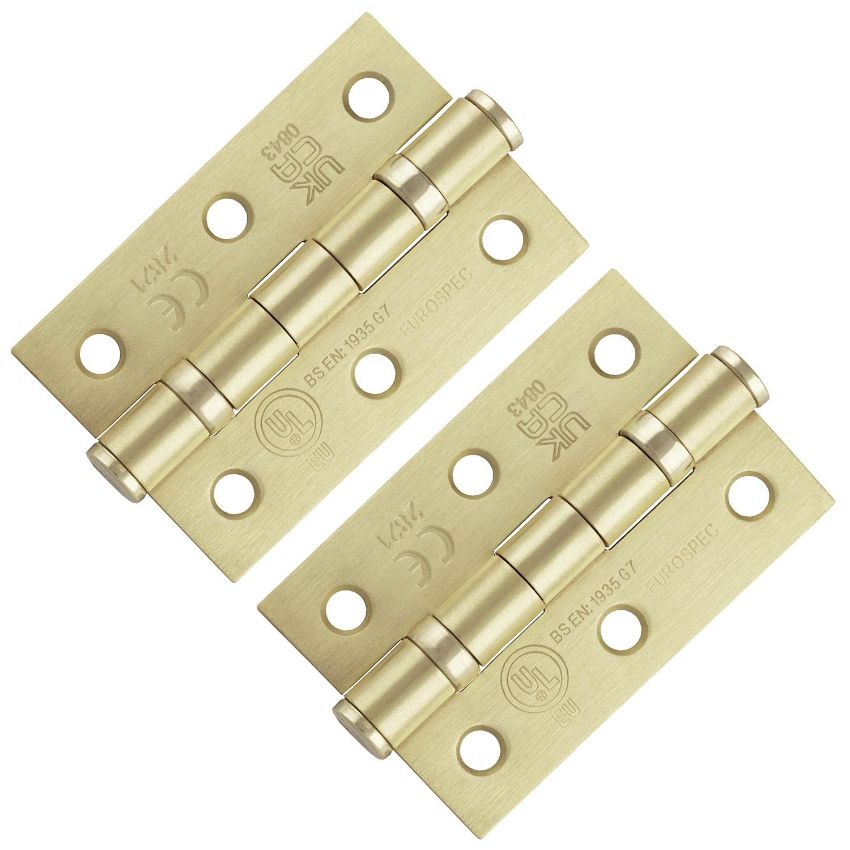 Picture of 3" (76mm)  Satin Brass Plated Ball Bearing Hinges - HIN1322/7SB